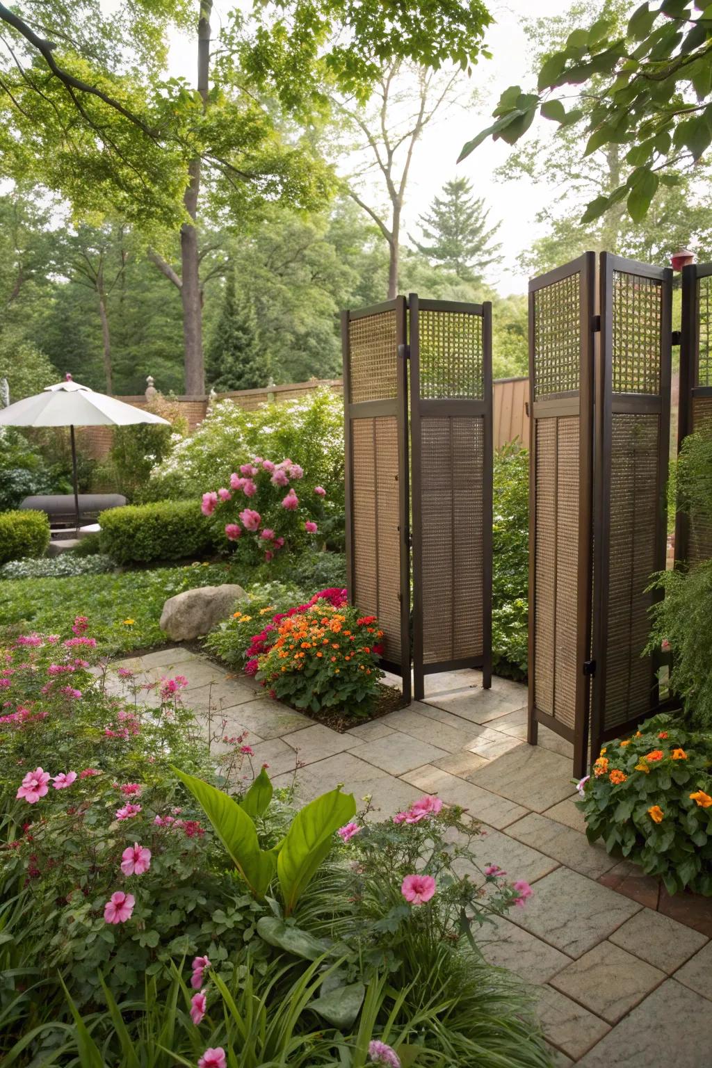Freestanding panels offer flexible and stylish privacy solutions.