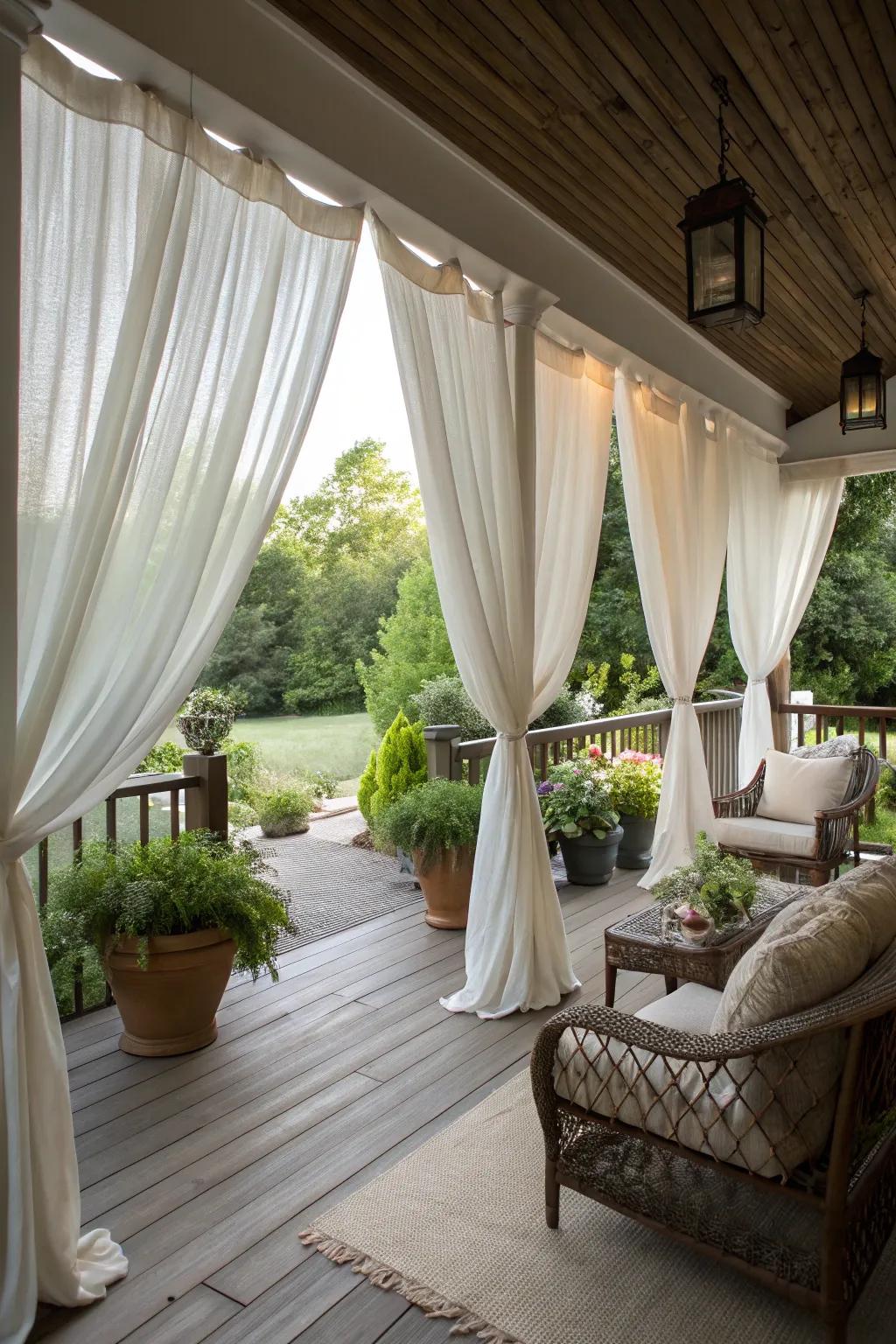 Draperies add elegance and soften your outdoor space.