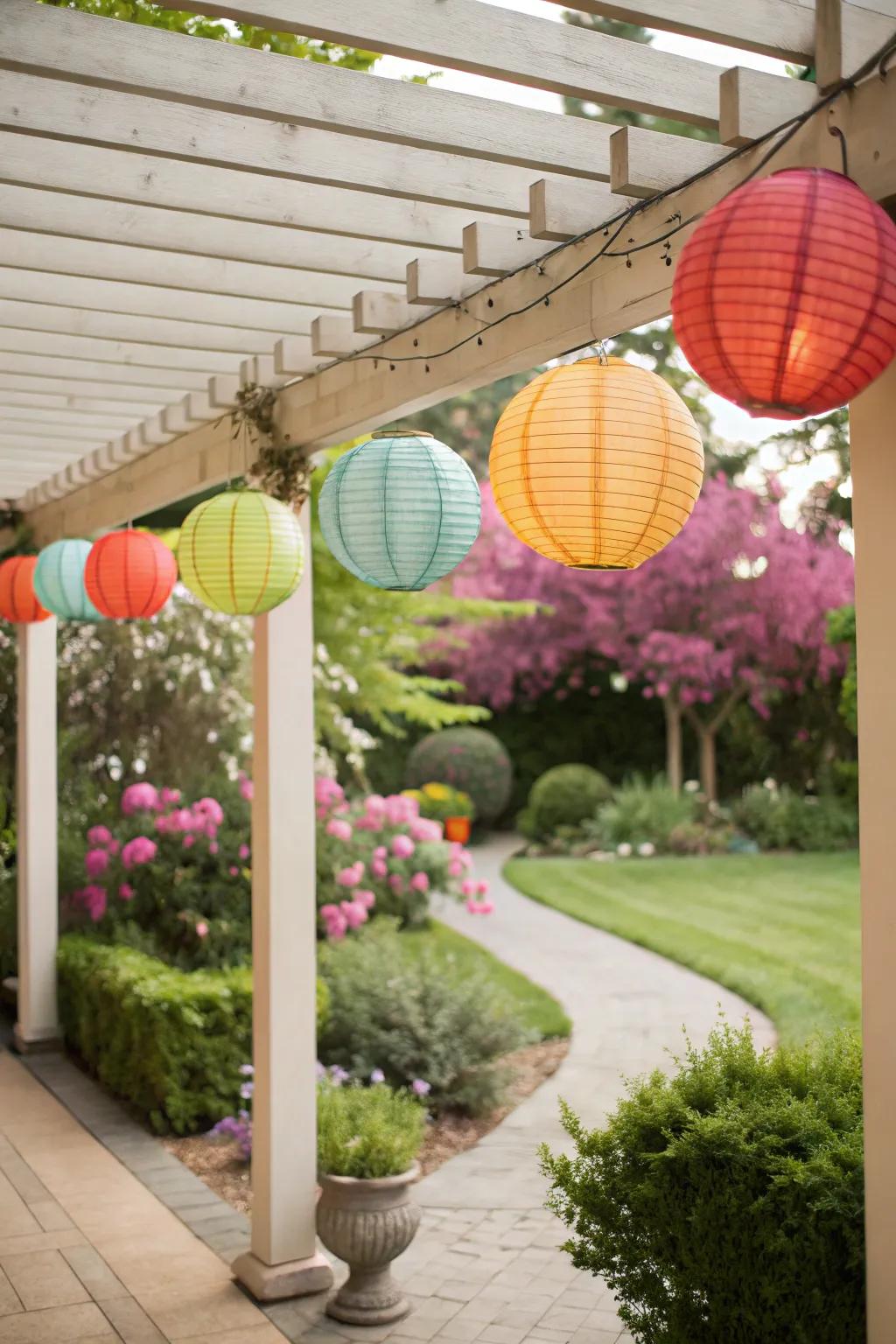 Paper lanterns bring a whimsical and festive atmosphere to your patio.