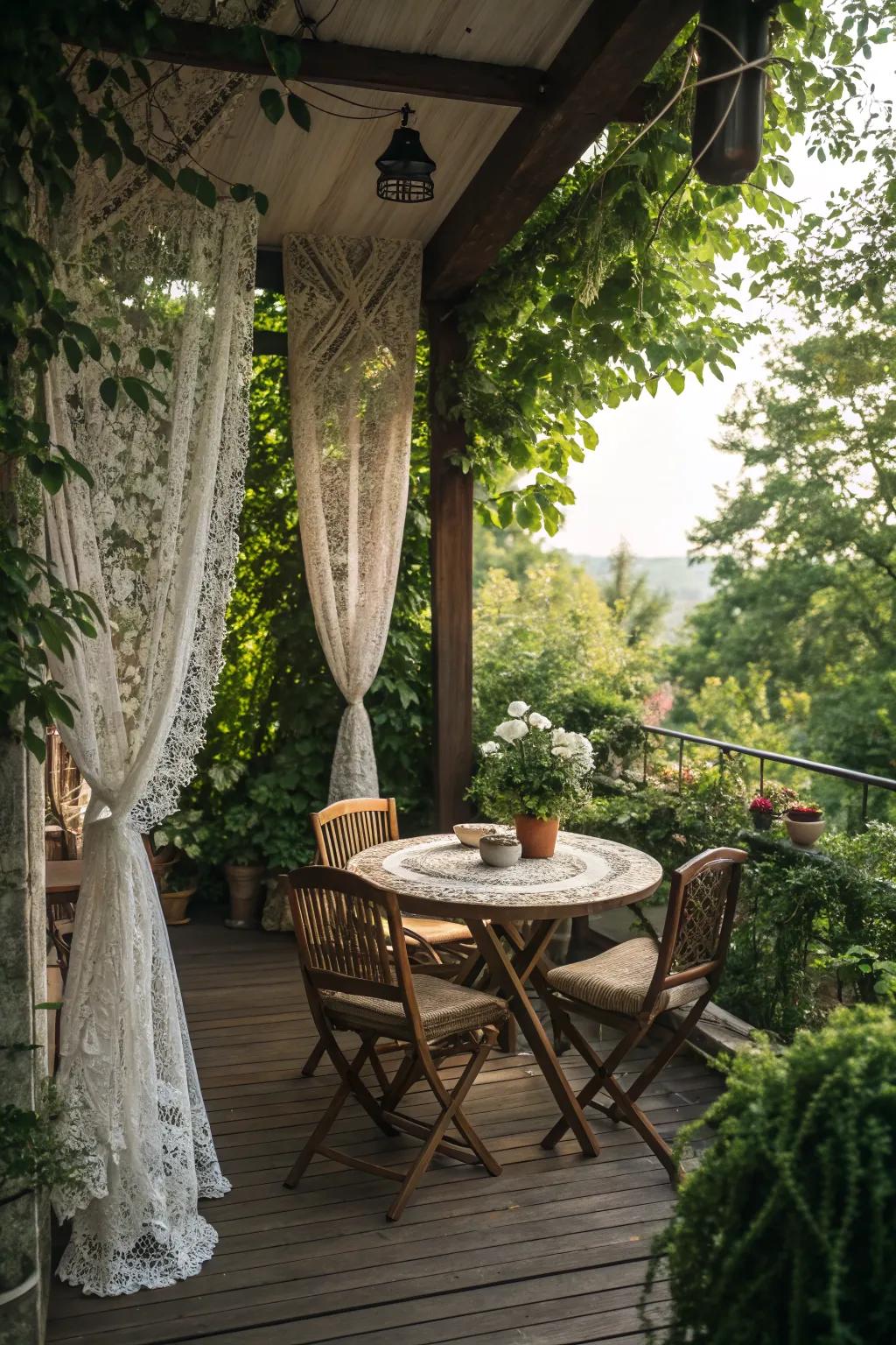 Vintage-inspired dining sets add timeless charm to the patio.