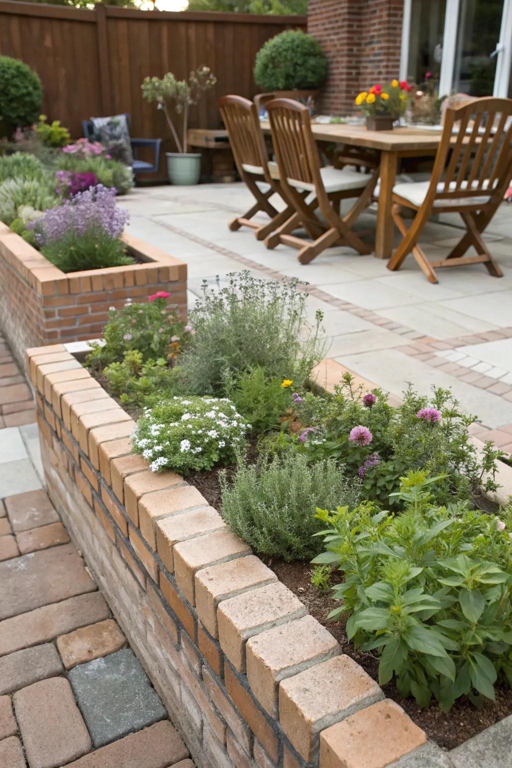 Built-in planters bring greenery into your patio design.