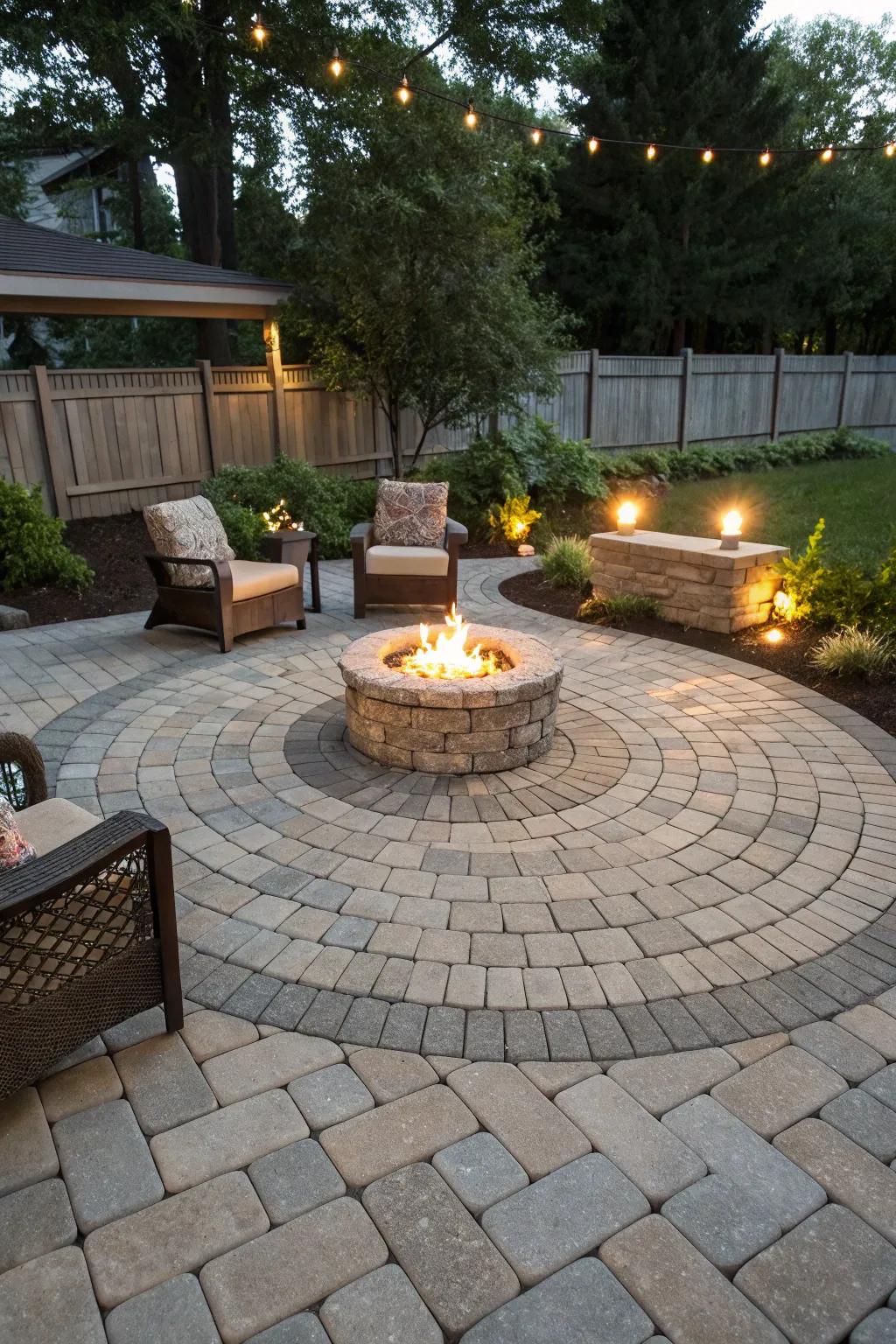 Radial pattern creating a soothing focal point for relaxation.