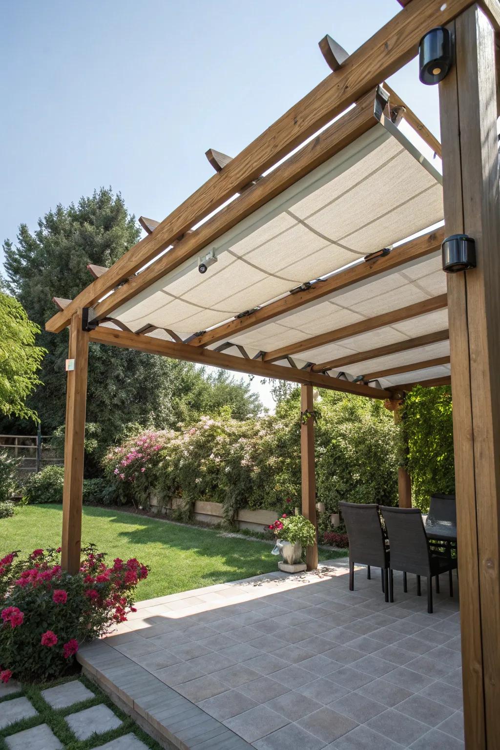 A retractable roof pergola adapts to your sun and shade needs.