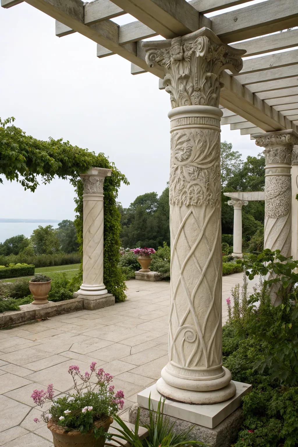 Sculptural pillars bring art to your outdoor space.