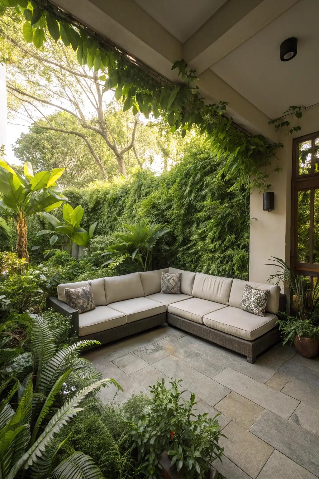 A sunken lounge offers a unique, intimate setting.