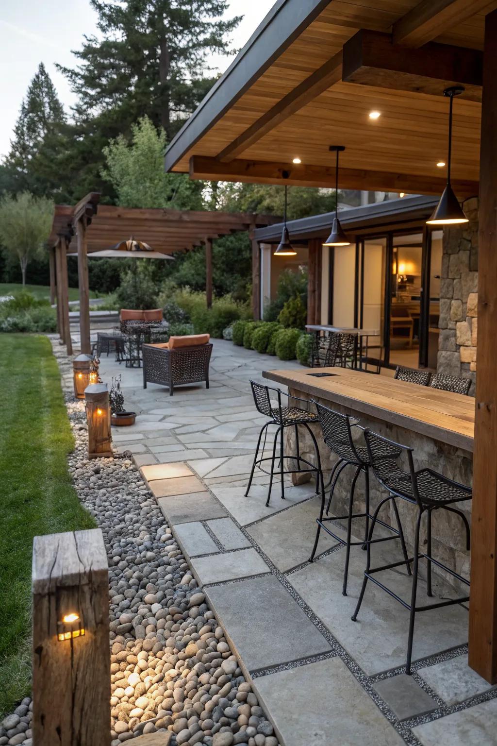 An eclectic mix of materials adds character.