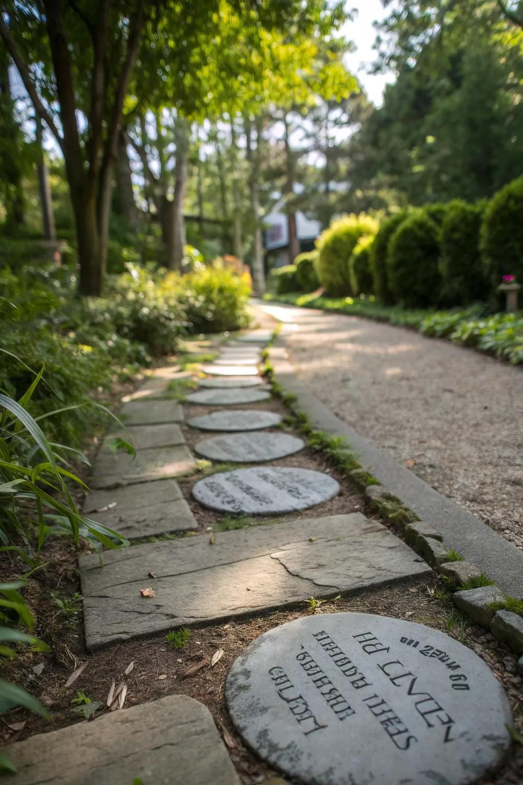 Add a personal touch with engraved stones in your path.