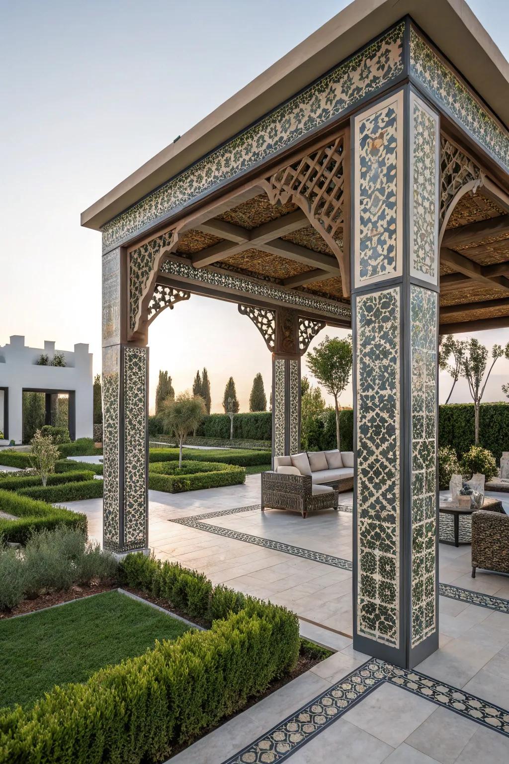 Express your creativity with an artistic pergola design.