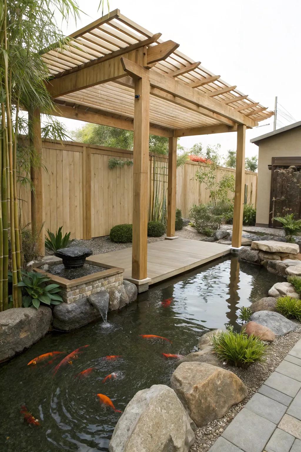 A minimalist pergola inspired by Japanese tranquility.