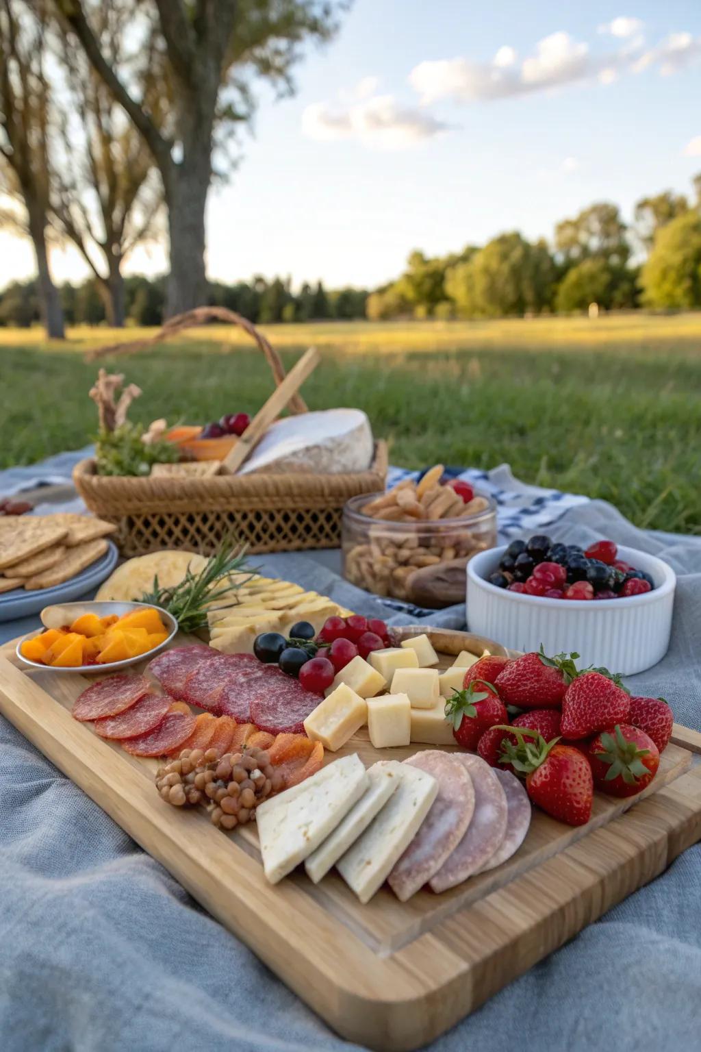 Themed charcuterie boards offer a touch of elegance and variety.