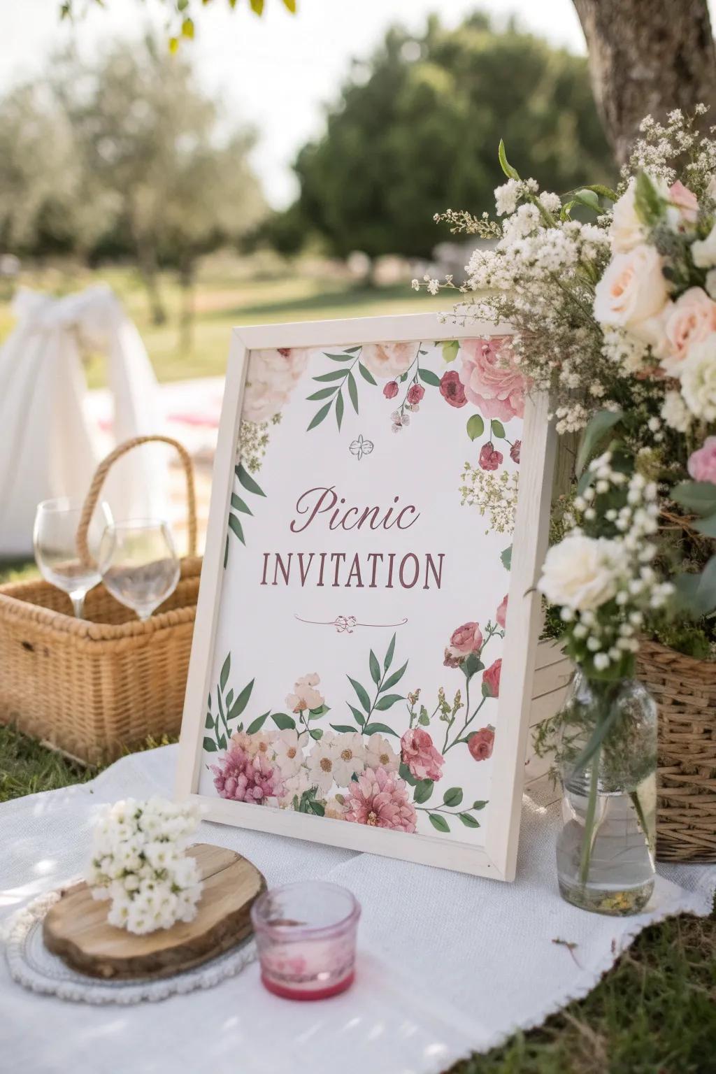 Chic invitations set the tone and build anticipation for your picnic.