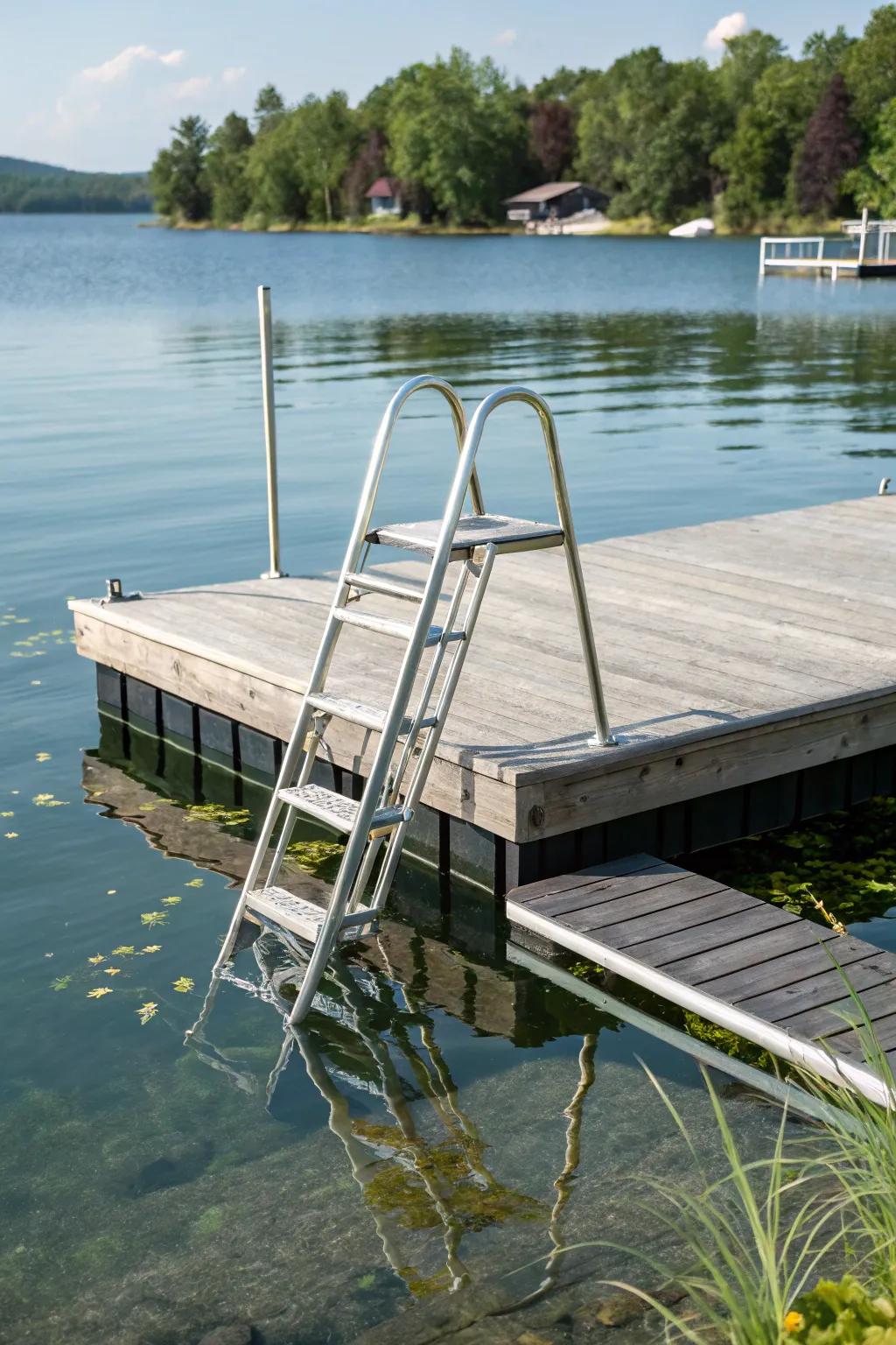 A dock with a ladder for convenient water access.