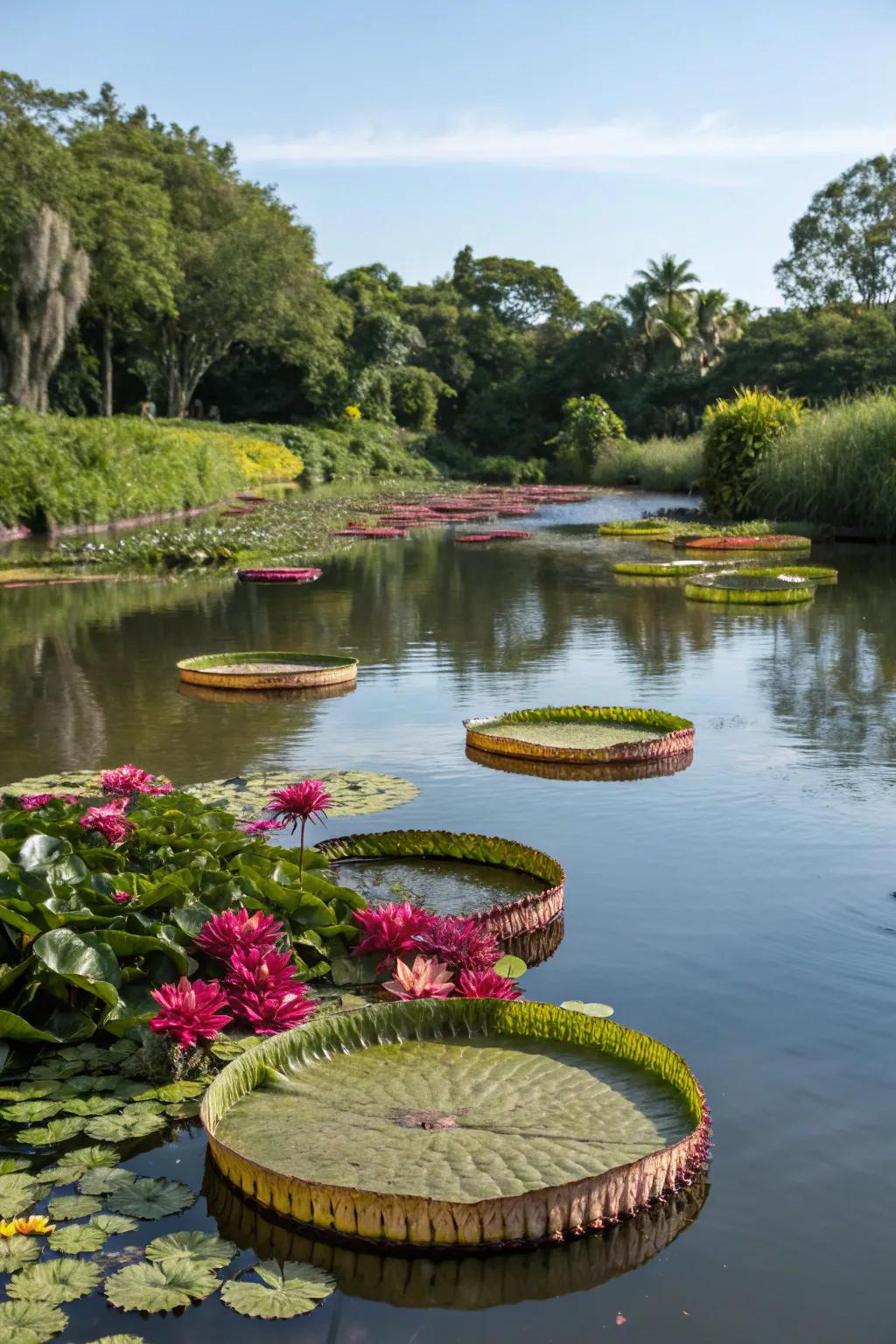 Floating plant beds add dynamic color and interest to your pond.