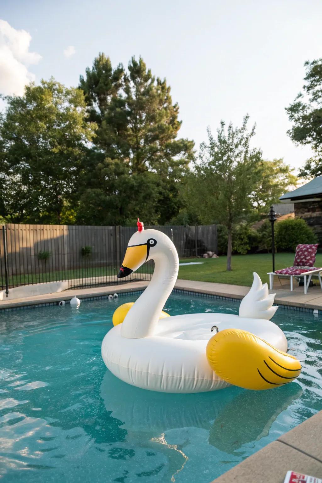 Stand out with giant, fun-shaped pool floats.
