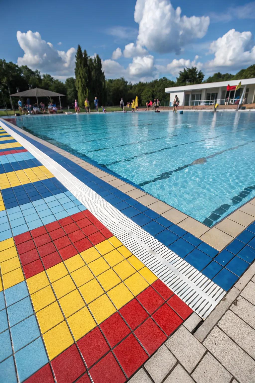 Bold colored tiles bring vibrancy and energy to your pool.