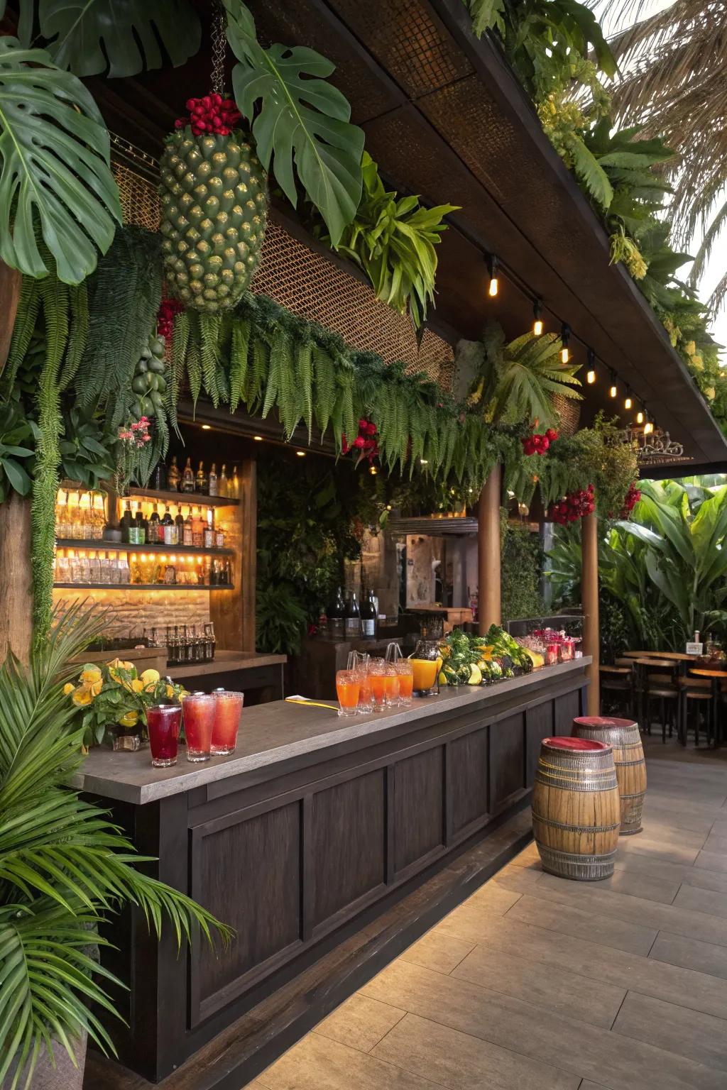 A themed cocktail bar for an exotic escape.