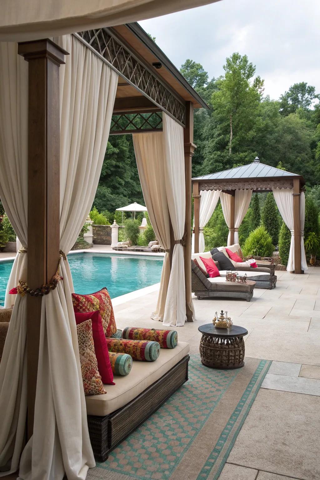 Enjoy resort luxury with a poolside cabana.