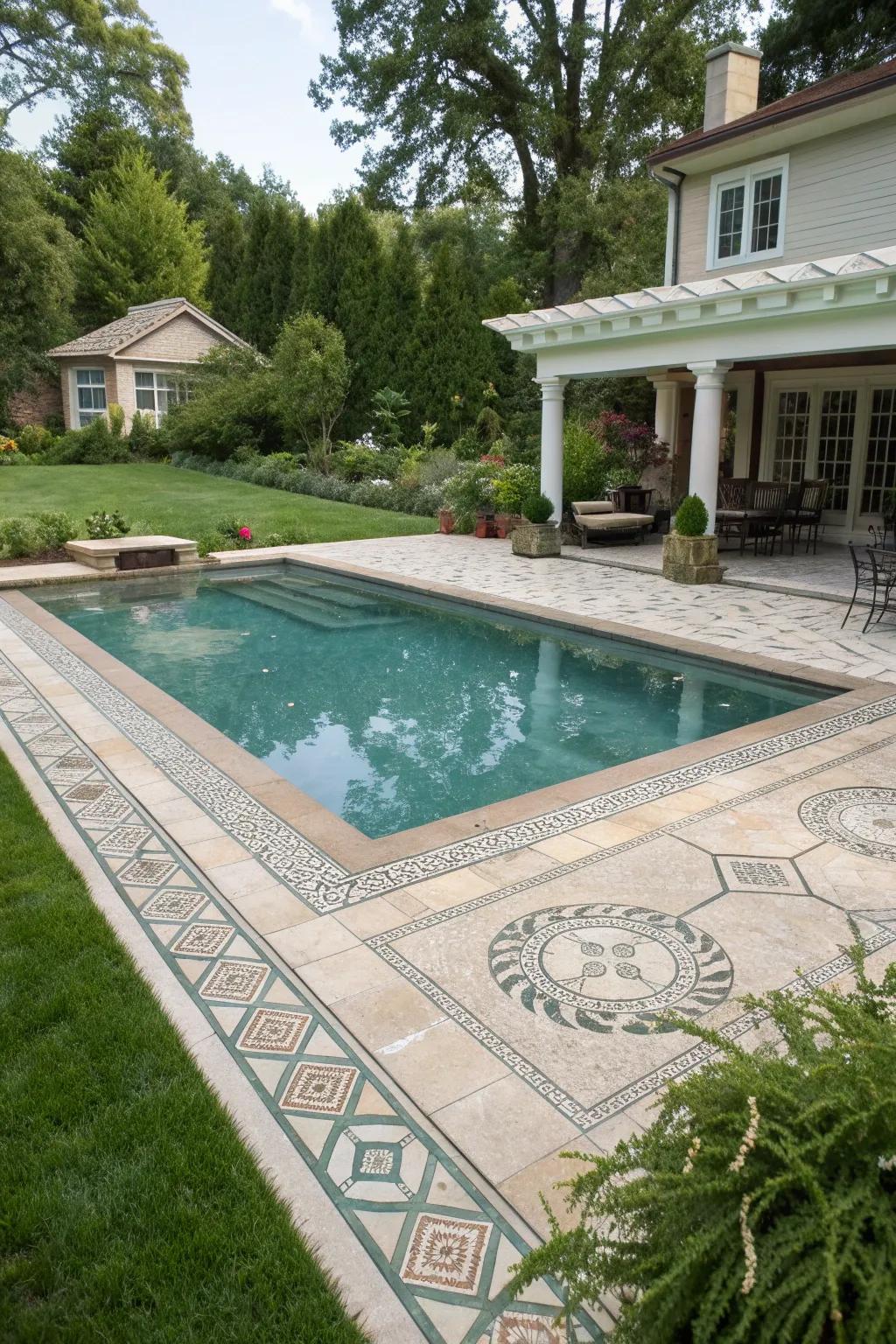 Vintage mosaics add timeless charm to your pool.