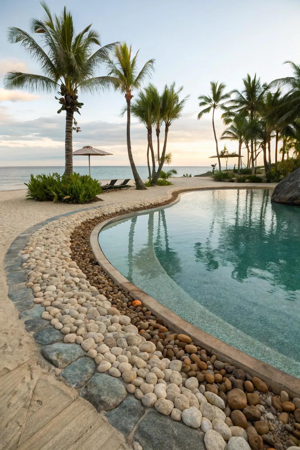 Enjoy a gentle transition with a beach entry pool design.