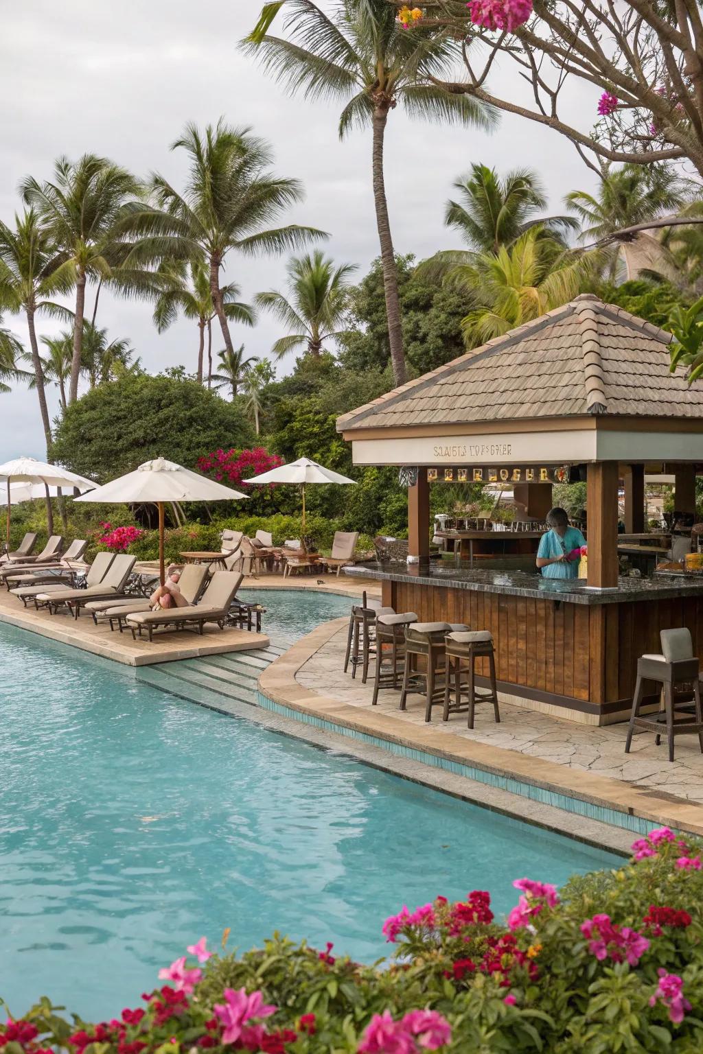 Entertain in style with a swim-up bar.