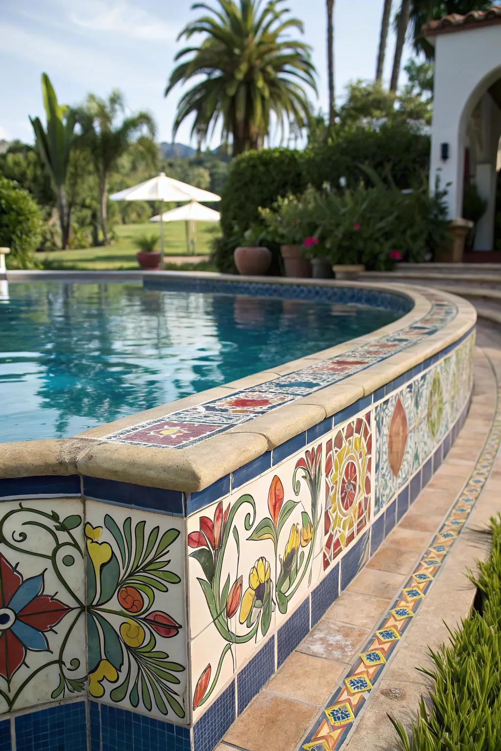 Artistic tiles add color and creativity to your poolscape.