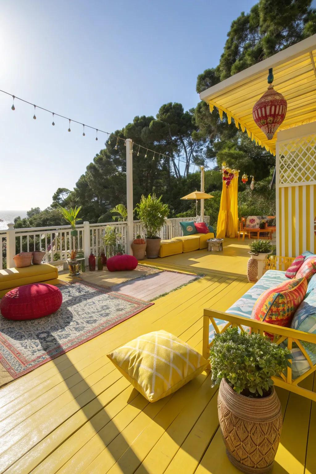 Sunny Yellow decks bring a cheerful and inviting atmosphere.