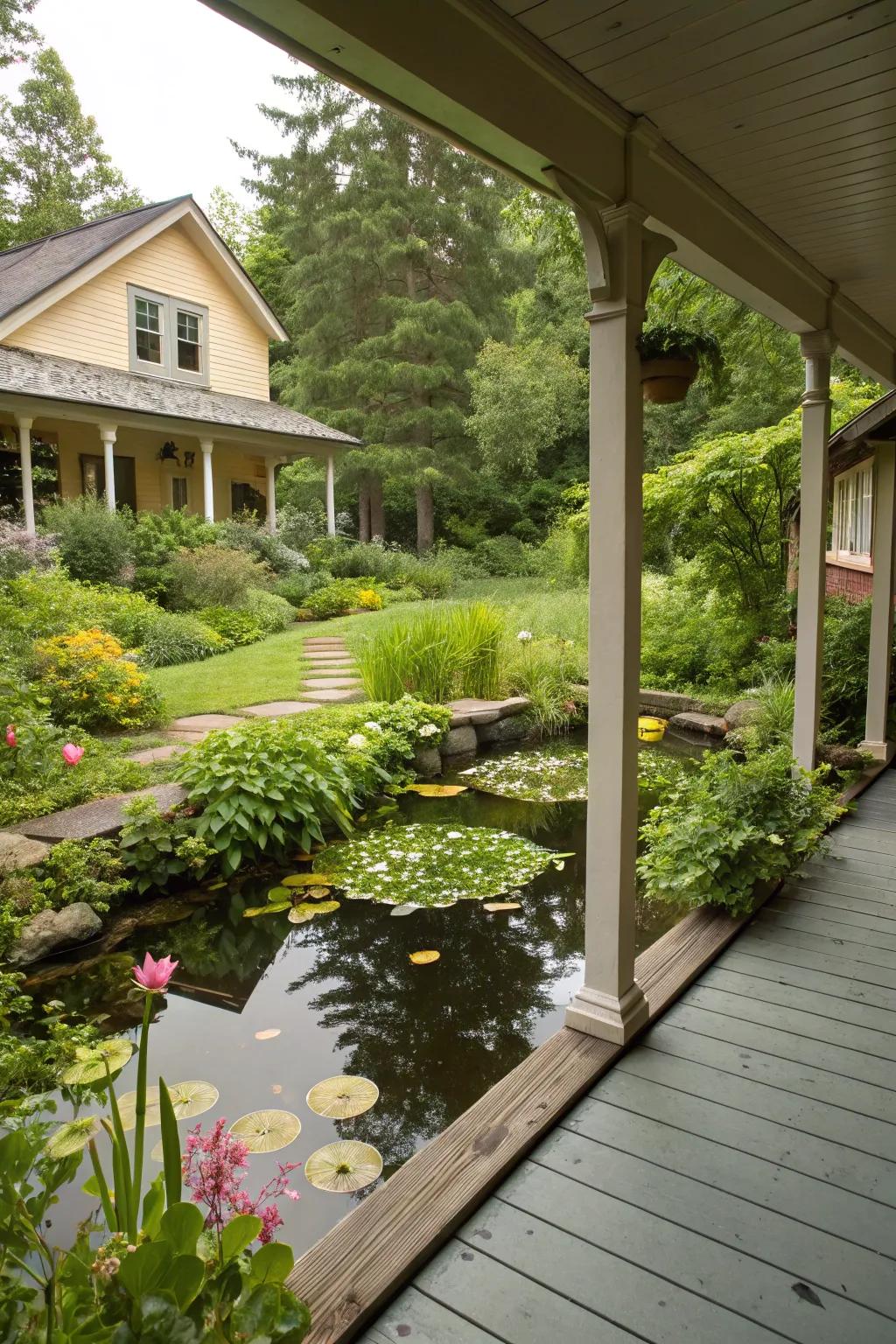 Add an exotic touch with a small pond.