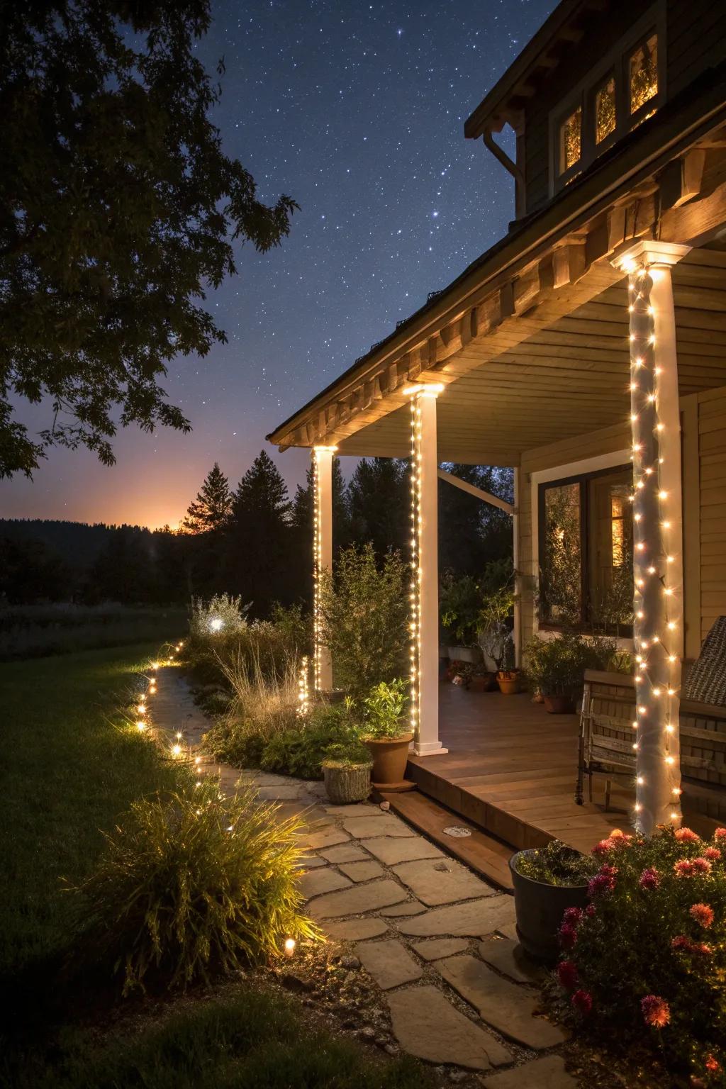 LED accents create a magical nighttime glow.