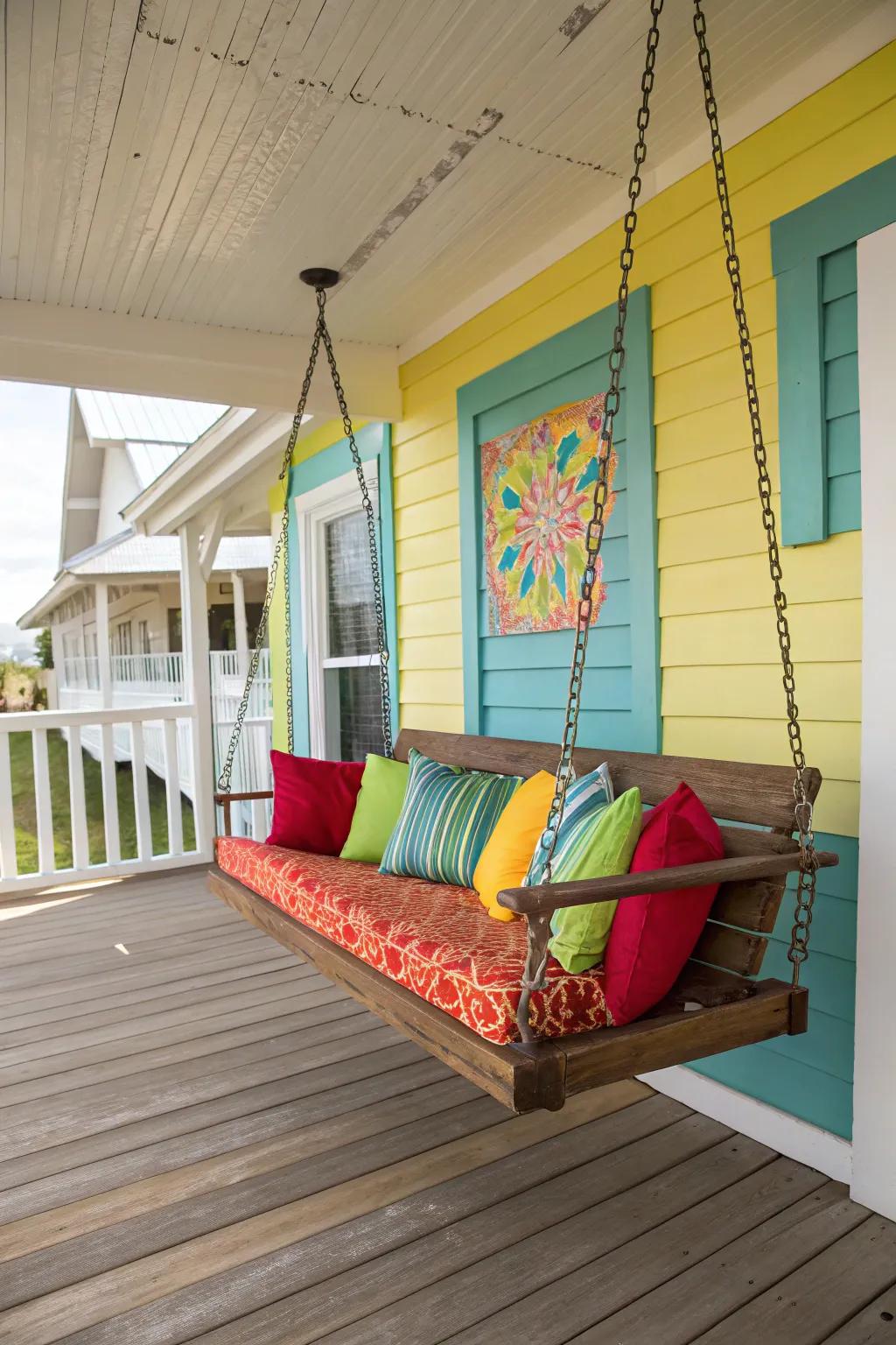 Bright colors transform your swing space into a vibrant retreat.