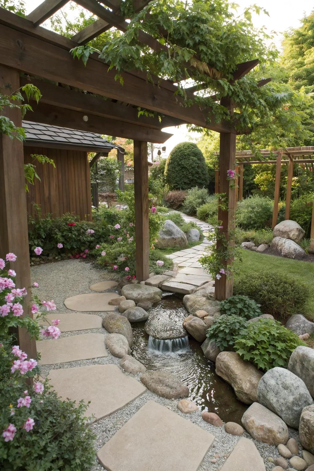 Find tranquility in a zen zone beneath your pergola.