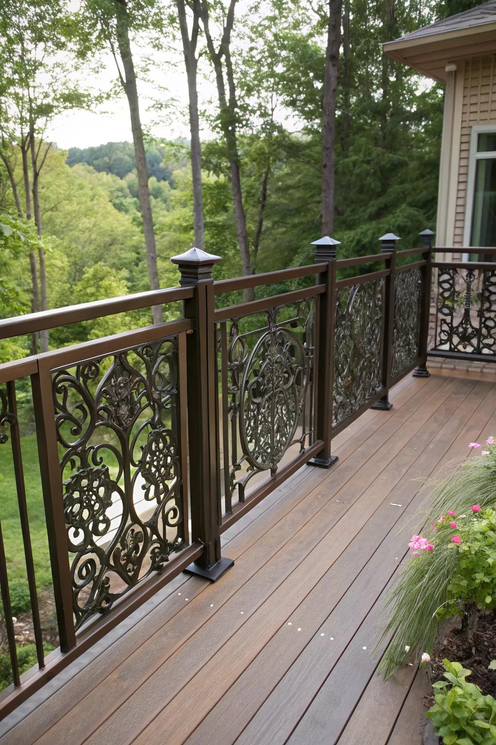 Custom metal designs provide a unique touch and privacy.