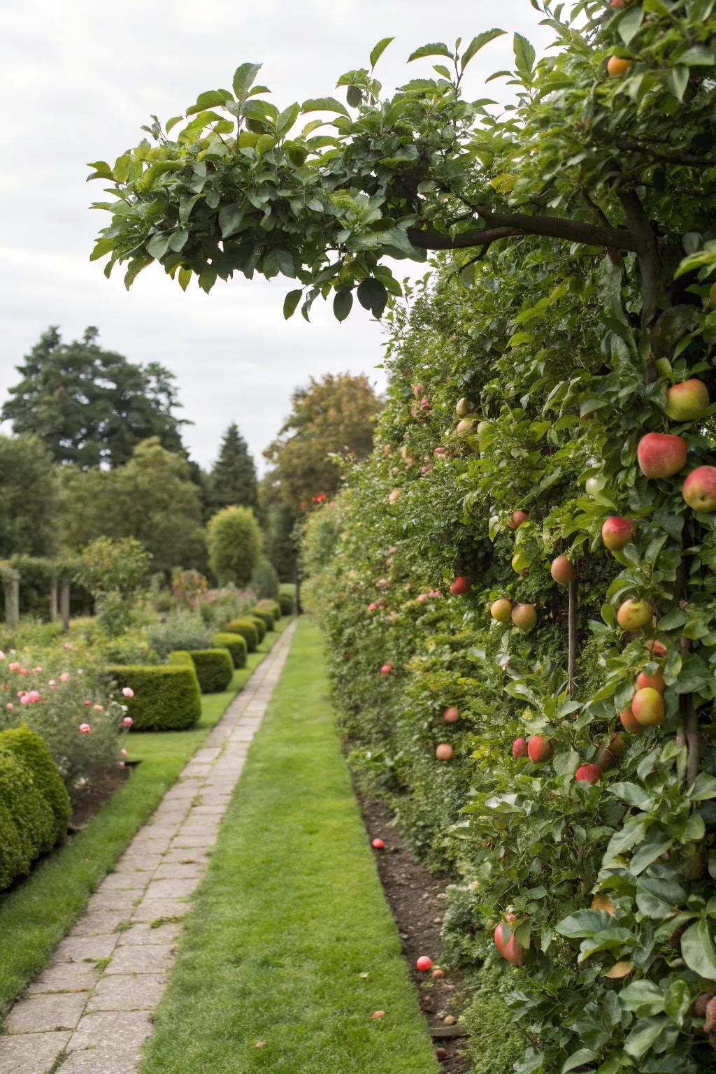 Edible plants create a functional and tasty privacy fence.