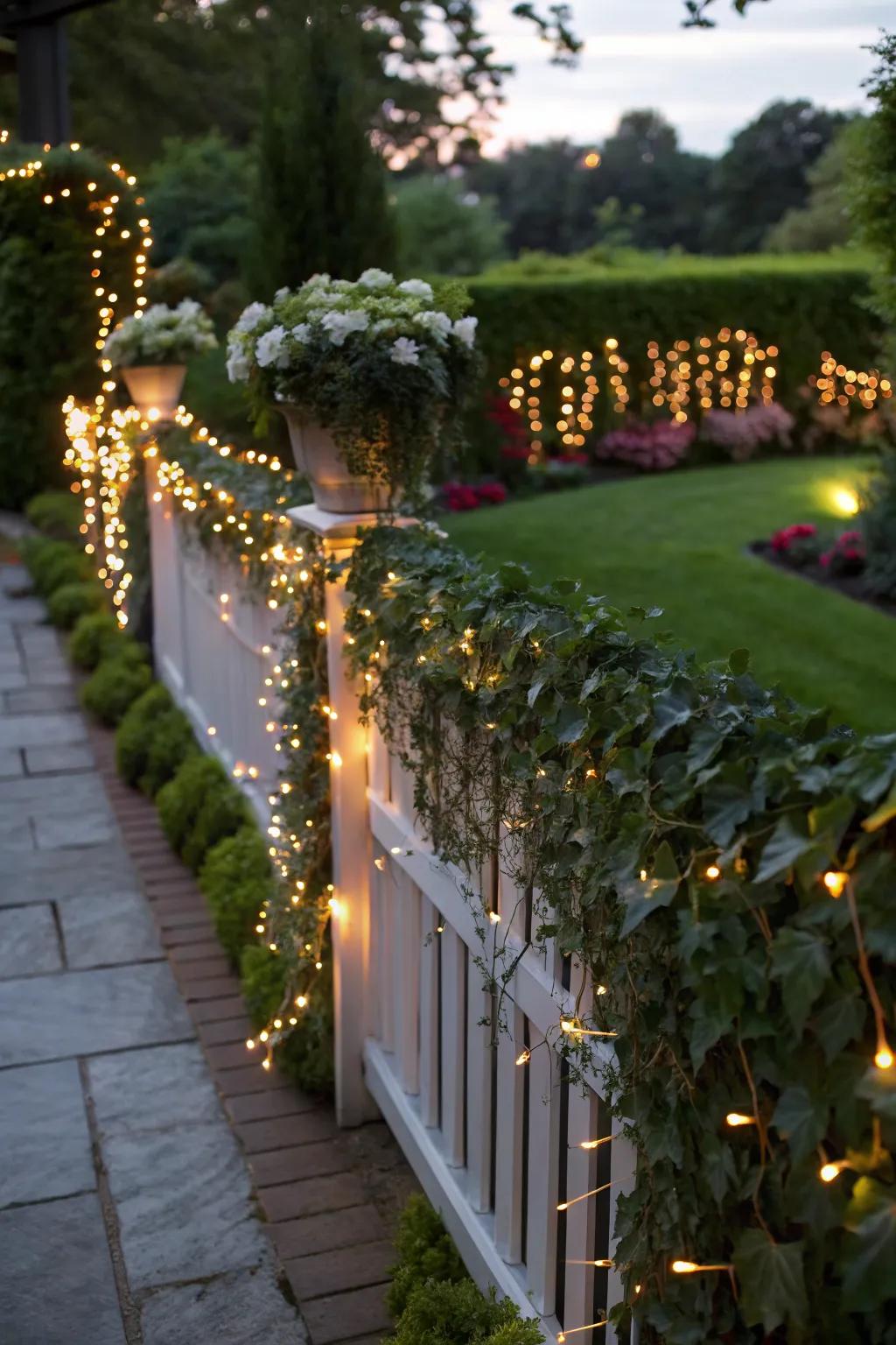 Garland lights bring a festive sparkle to your fence.