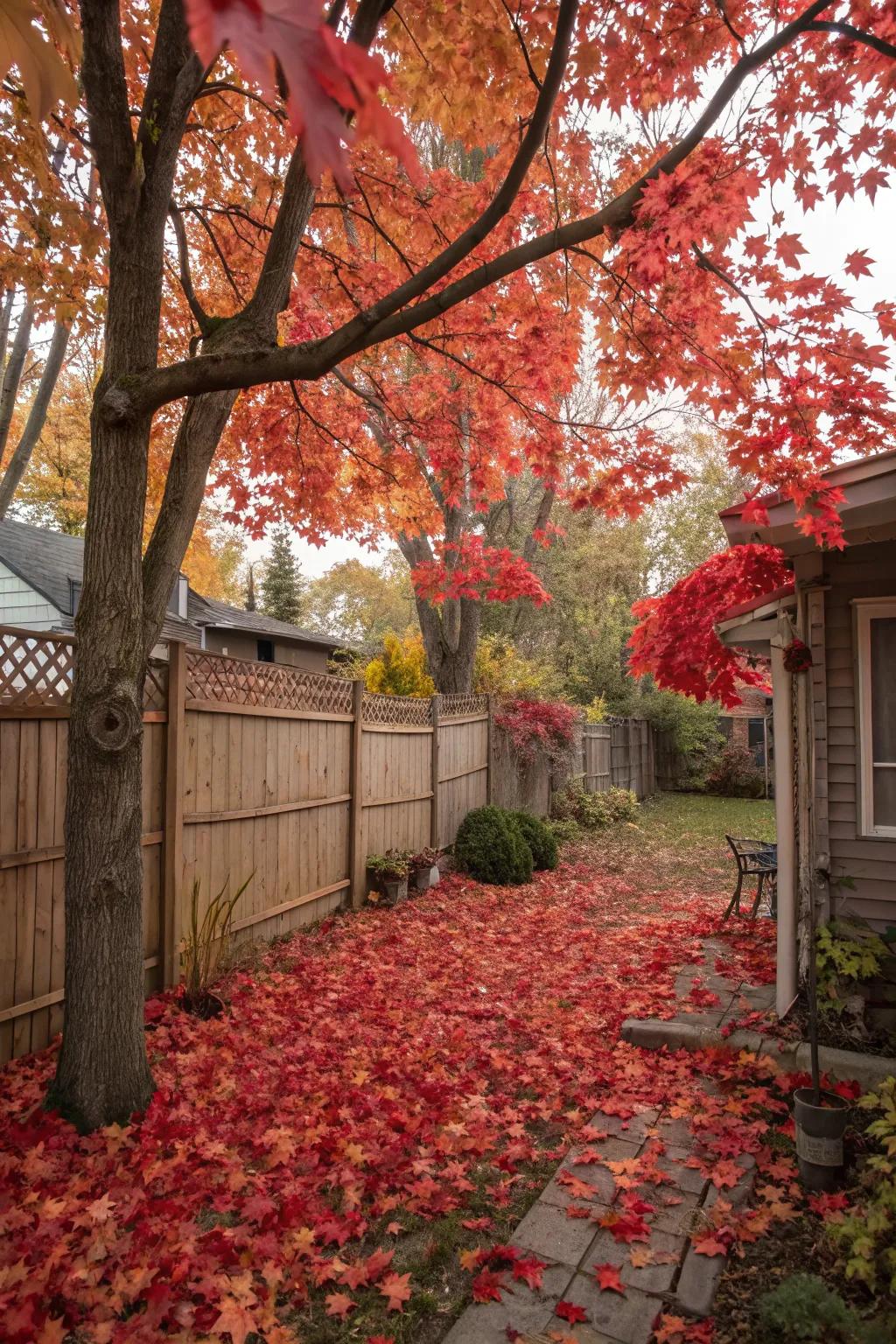 Red Maple trees offer seasonal color and effective privacy.