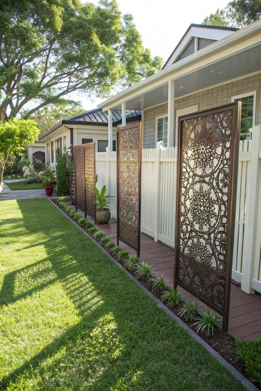 Decorative screens add style and privacy.