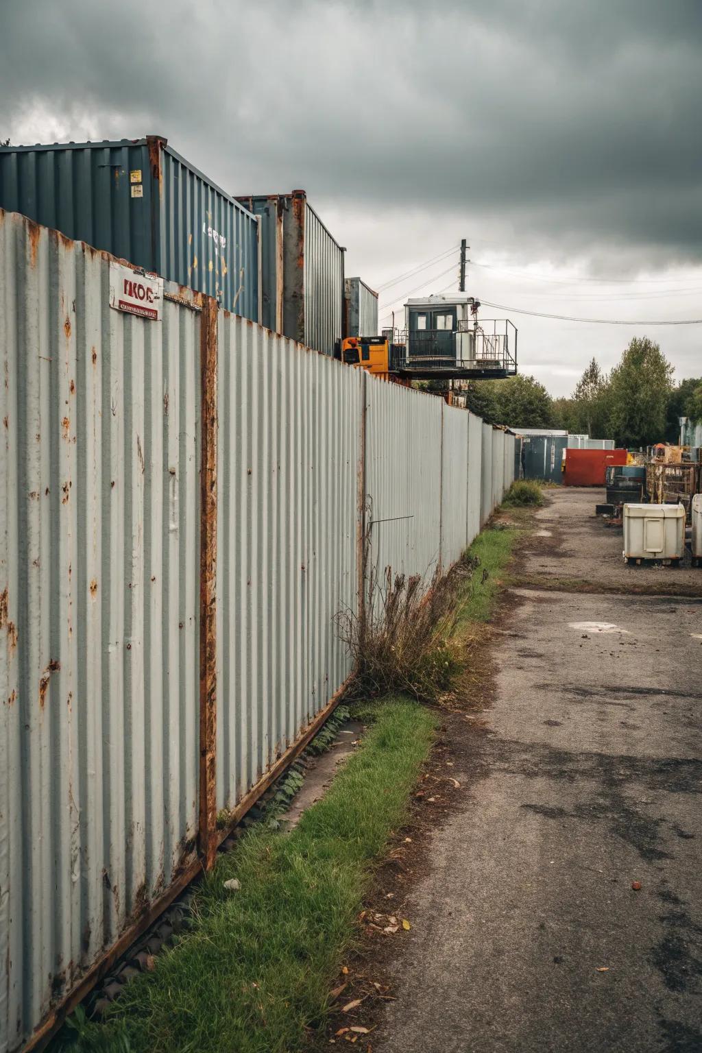 Edgy corrugated metal fence for an industrial look.