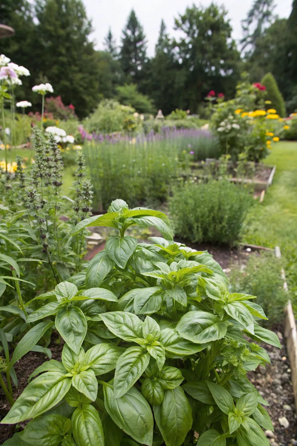 Basil offering a flavorful feast for rabbits.