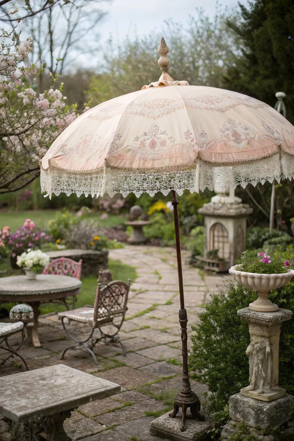 A vintage parasol canopy bringing nostalgia and charm.
