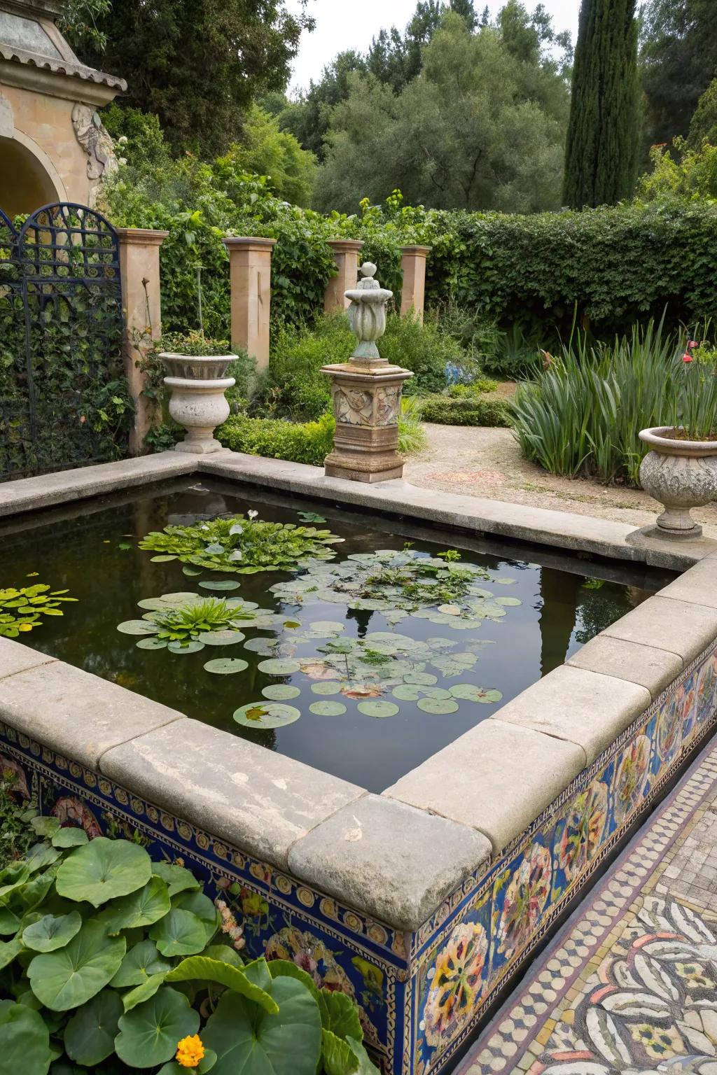 Artistic accents personalize your pond.