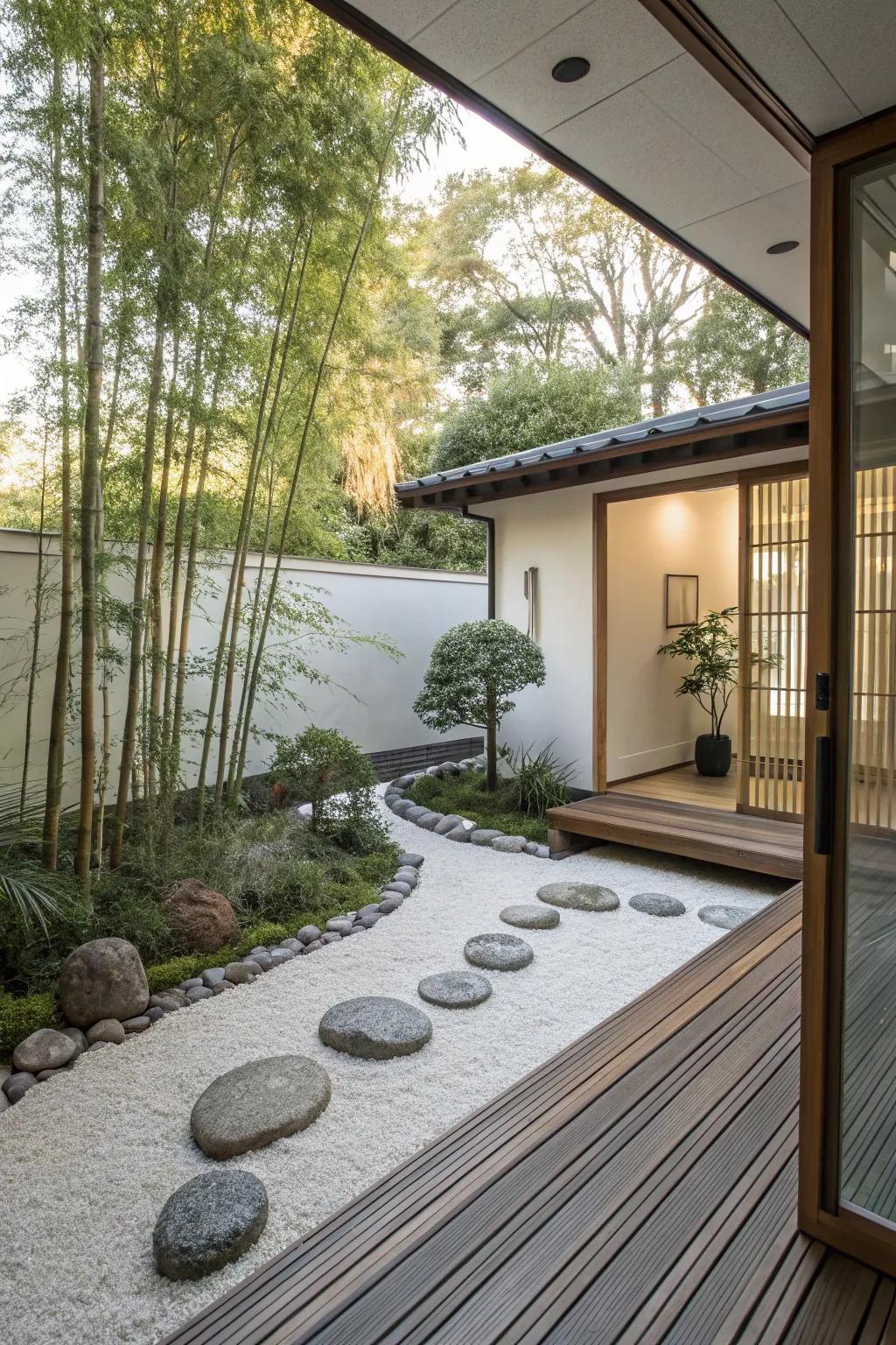 Find peace on your deck with a calming Zen garden.