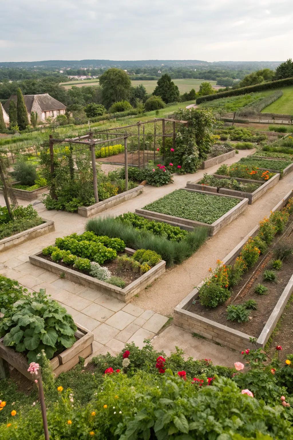 Sprawling garden with interconnected pathways inviting exploration.