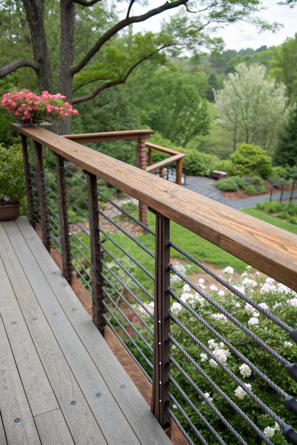 Combine rebar strength with the comfort of a wooden top rail.
