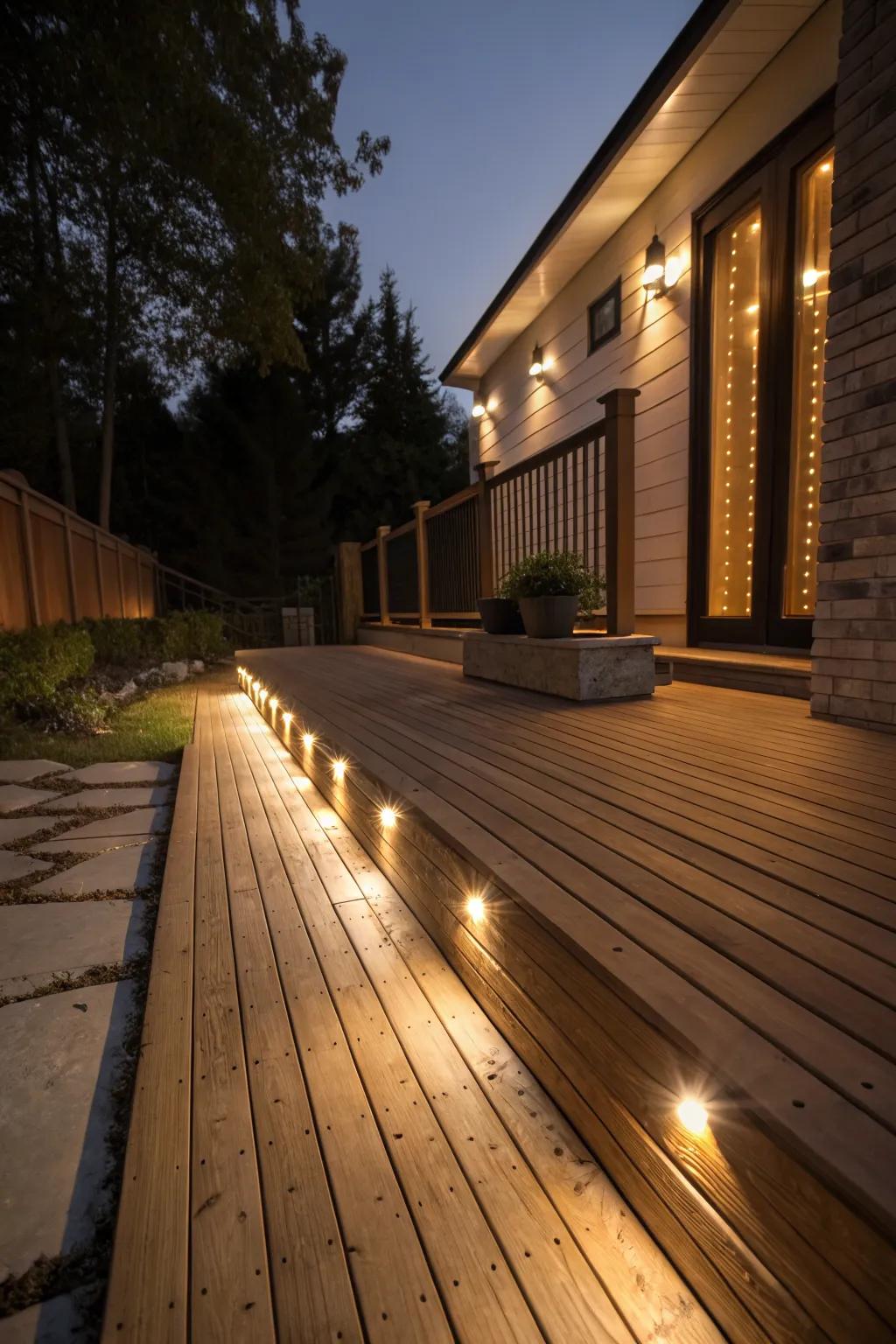 Add depth with recessed wall grazing lights.