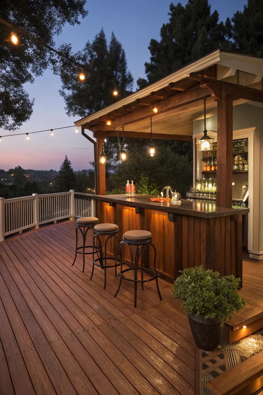 A deck bar area is perfect for entertaining.
