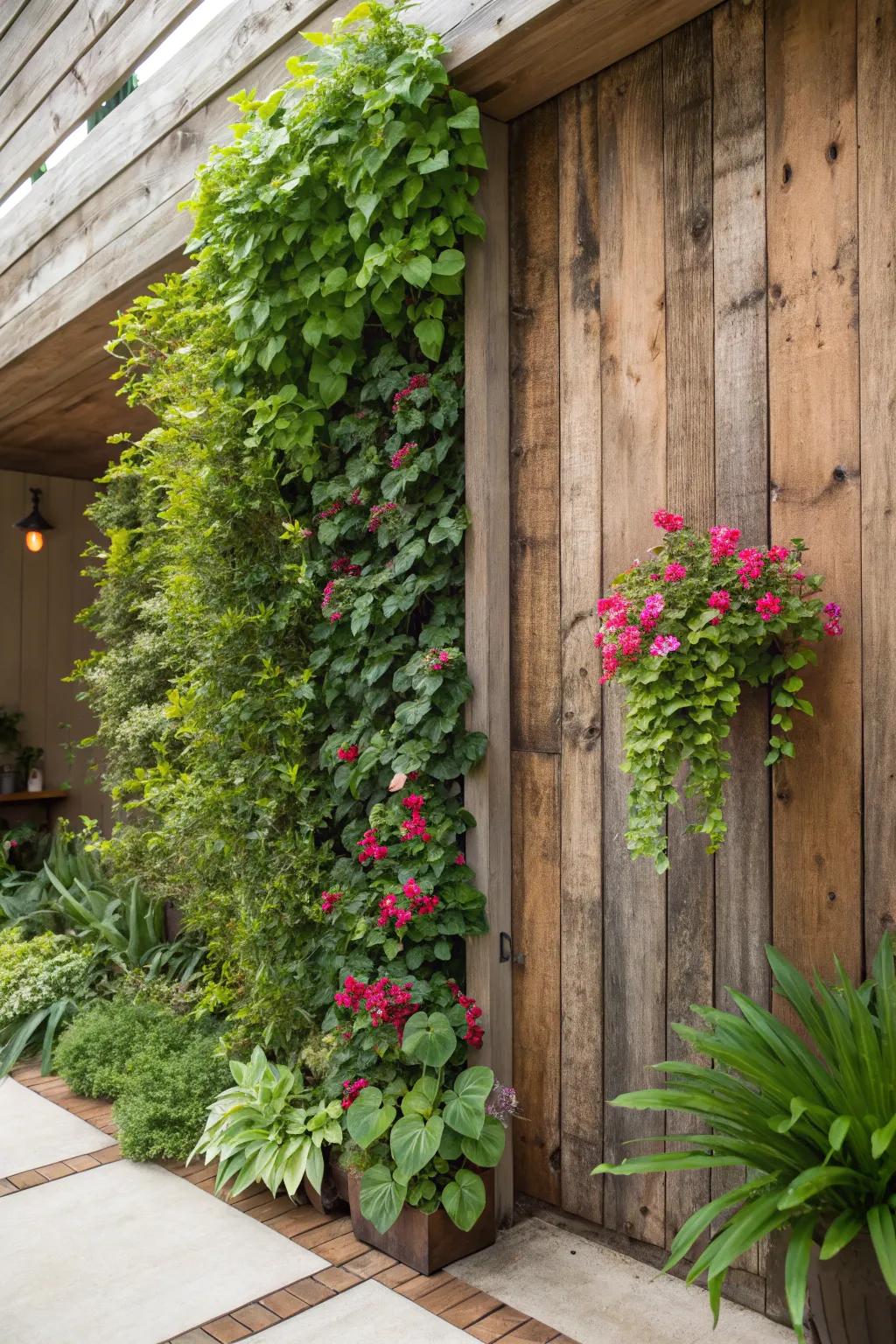 Vertical gardens utilize space creatively and add lush greenery.
