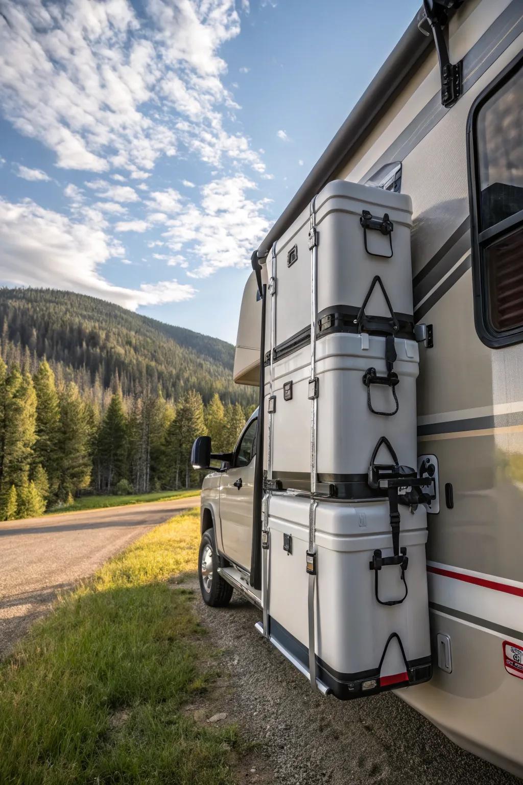 Weatherproof containers keep items safe from the elements.