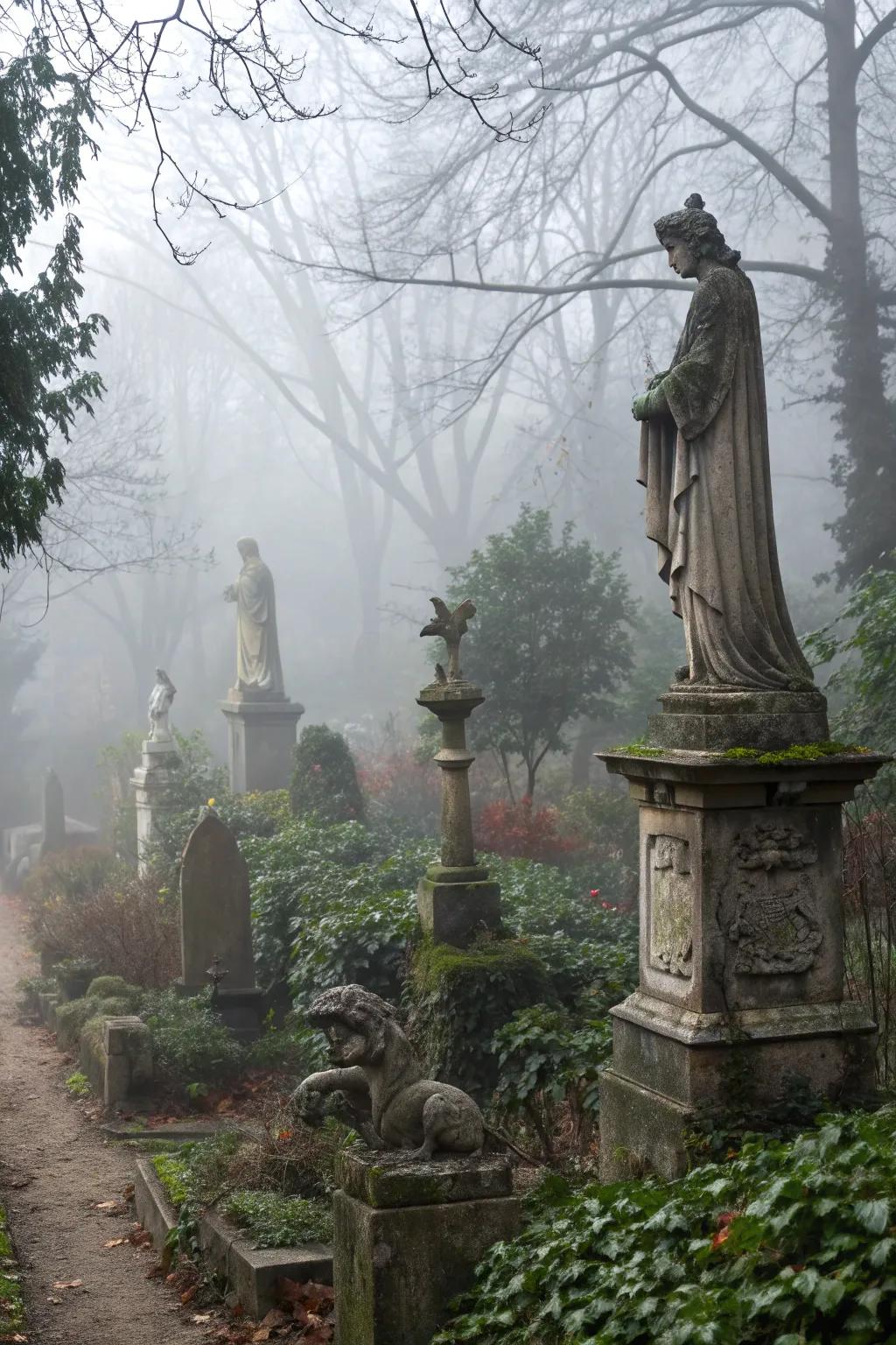 Statues add a dramatic and mystical element to your garden.