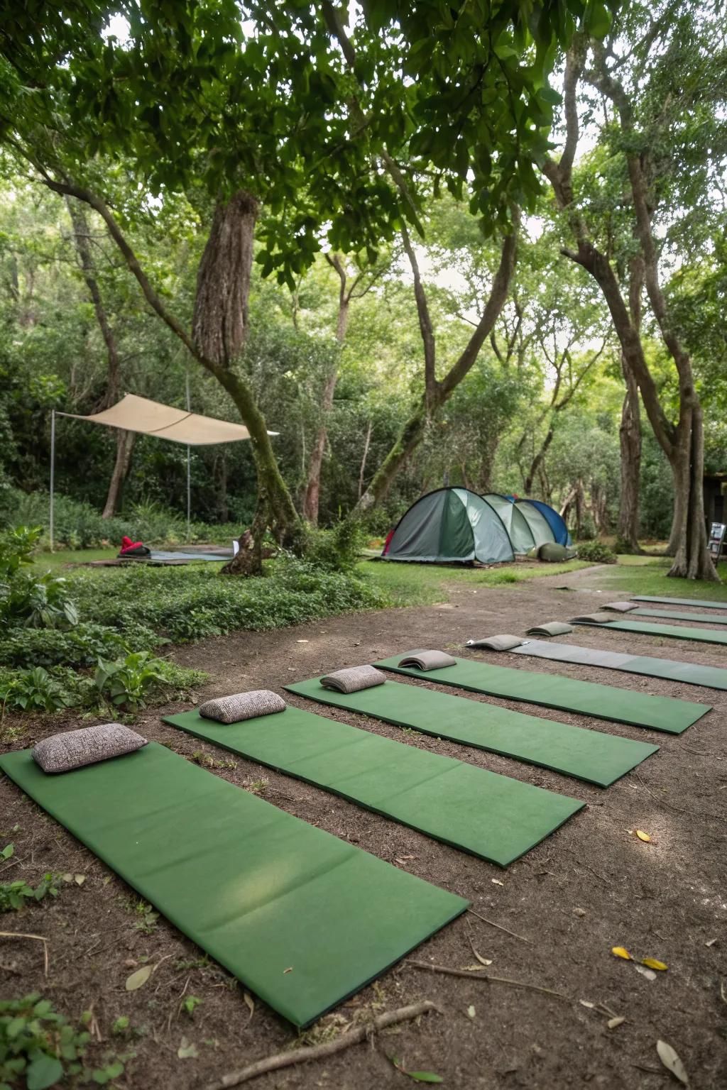 Comfortable and sustainable floor mats at the campsite.