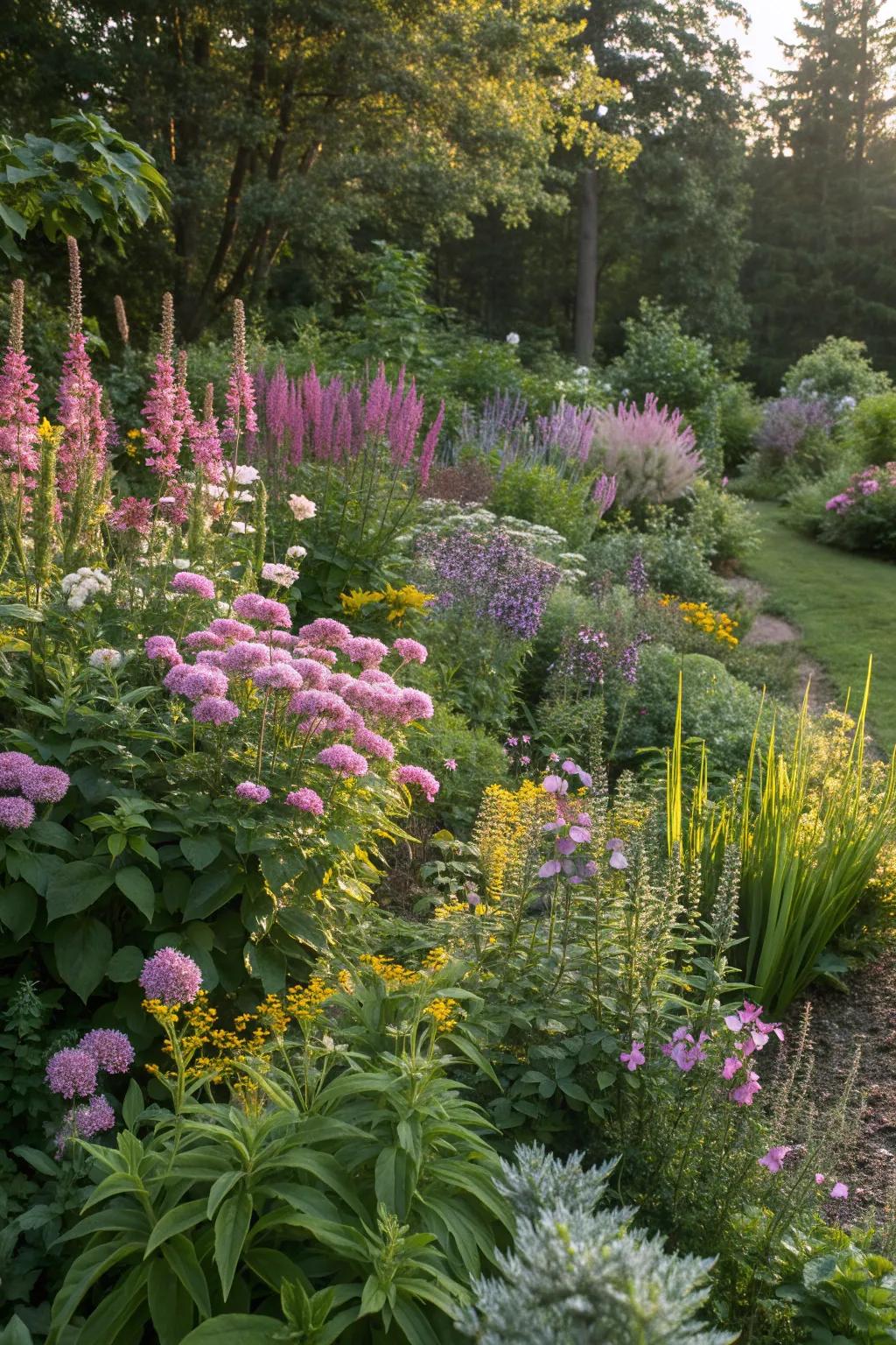 Eclectic plant combinations offer vibrancy and diversity.