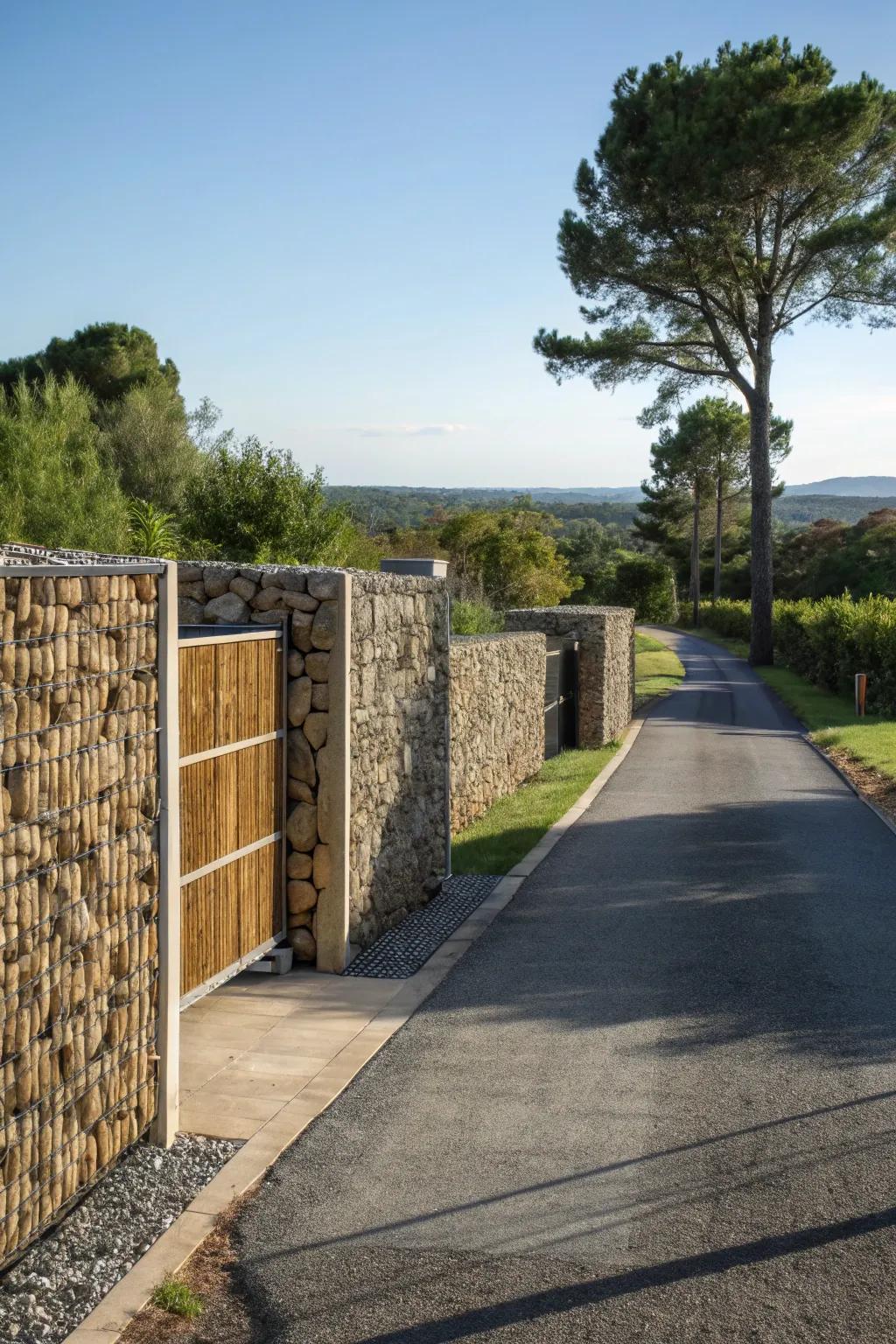 Gabion walls offer a robust and multifunctional solution.